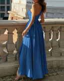 Women Sexy One Shoulder Pleated Irregular Slit Long Dress