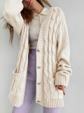 Women Fall/Winter Long Sleeve Loose Pocket Cardigan Sweater