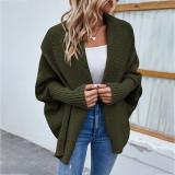 Women Fall Winter Solid Bat Sleeves Cardigan Sweater