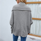 Women Fall Winter Solid Bat Sleeves Cardigan Sweater