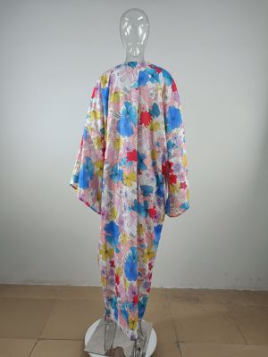 Women's Fashion Print Summer Long Sleeve Loose Sunscreen Cardigan Long Cardigan Robe