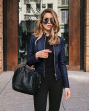 Autumn And Winter Women'S Fashion Leather Pu Blazer