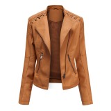 Spring And Autumn Women'S Short Slim Thin Leather Jacket Women'S Clothing