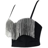 Women'S Wrap Tight Fitting Fringe Beaded Corset Camisole Top