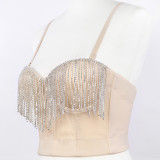 Women'S Wrap Tight Fitting Fringe Beaded Corset Camisole Top