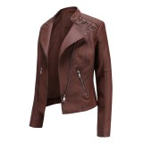 Spring And Autumn Women'S Short Slim Thin Leather Jacket Women'S Clothing