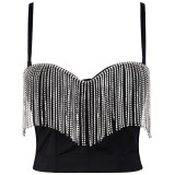 Women'S Wrap Tight Fitting Fringe Beaded Corset Camisole Top