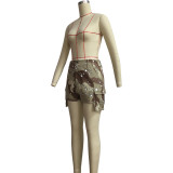 Women'S Casual Camo Stylish Pocket Zipper Button Cargo Shorts