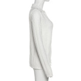Autumn And Winter Women'S Single-Breasted Long Sleeves Turndown Collar Slim Knitting Shirt