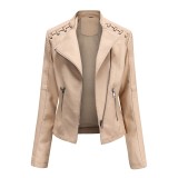 Spring And Autumn Women'S Short Slim Thin Leather Jacket Women'S Clothing