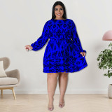 Plus Size Women Fall Long Sleeve Print Dress