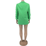 Women'S Fall Winter Solid Ruched Long Sleeve Fashion Women'S Blazer Jacket