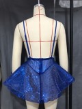 Sexy Sequin Patchwork V-Neck Strap Fashion Club Dress