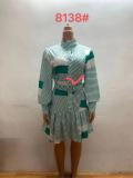 Fall Casual Puff Long Sleeve Striped Patchwork Plus Size African Dress