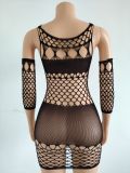 Women'S Sexy Hollow Out Lingerie Dress Sexy Mesh Low Back Nightclub Dress