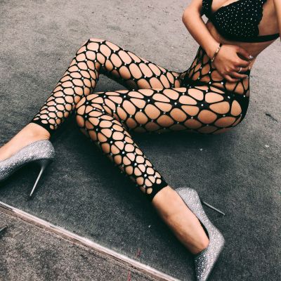 Women Sexy Stockings Beaded Net Tight Pant