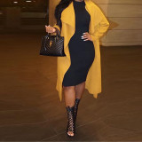 Women Fall Winter Loose Casual Turndown Collar Long Sleeve Trench Coat