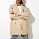 Women Fall/Winter Casual Blazer PU-Leather Jacket