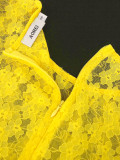 Women Lace mesh See-Through Balloon Sleeve Bodycon Maxi Dress