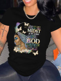Women Short Sleeve Printed Round Neck T-Shirt