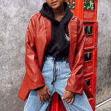 Women Fall/Winter Casual Blazer PU-Leather Jacket