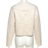 Fall/Winter Women'S Fashion Long Sleeve Turndown Collar Short Jacket Slim Warm Coat