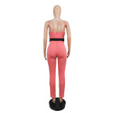 Women'S Clothing Colorblock V-Neck Strap Sexy Jumpsuit