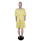 Women'S Casual Polka Dot Half Sleeve Loose Dress