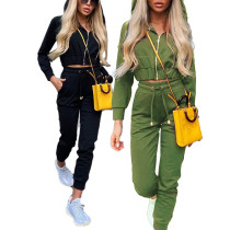 Women's Long Sleeve Hooded Casual Tracksuit Two Piece