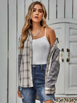 Fall/Winter Casual Women's Single Breasted Check Patchwork Shirt