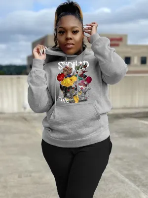 Fall Winter Women's Printed Hood Casual Loose Hoodies