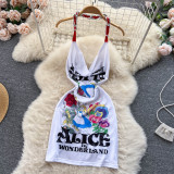 Slim Waist Slim Fit Printed Chain Halter Neck Dress Summer Women's Small Bodycon Dress