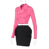 Women Autumn Style Long Sleeve Top + Skirt Two Piece Set
