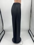 Women'S Loose Vintage Pleated Casual Pants Women'S Solid Color Stretch Wide Leg Pants