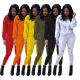 Women'S Autumn And Winter Solid Color Long Sleeve Lace-Up Neck Stretch Sports Two-Piece Pants Set