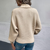 Fall/Winter Turndown Collar Knitting Shirt Pullover Lantern Sleeve Sweater