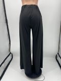 Women'S Loose Vintage Pleated Casual Pants Women'S Solid Color Stretch Wide Leg Pants