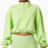Women Loose Long Sleeve Casual Sports Zipper Sweatshirt Outdoor Running Cycling Training Zipper Jacket