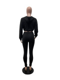 Women'S Fall Elastic Hoodies Tracksuit Hooded Long Sleeve Two Piece Trousers Set