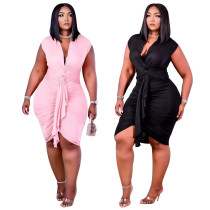 Plus Size Women's Spring/Summer Lace-Up Sexy Tight Fitting Dress