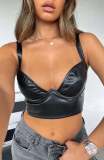 Women Sexy pu Leather Vest