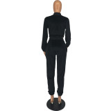 Women'S Fall Winter Veet Solid Long Sleeve Sexy Casual Tracksuit