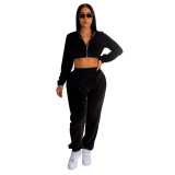 Women'S Fall Winter Veet Solid Long Sleeve Sexy Casual Tracksuit