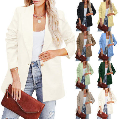 Fall Winter Women'S Long Sleeve Blazer Ol Chic Professional Slim Coat