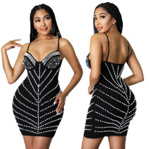 Women'S Sexy Dress Fashion Sexy Beaded Straps Nightclub Dress