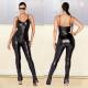 Summer Women'S Fashion Sexy Tight Fitting Straps Pu Leather Pants Jumpsuit