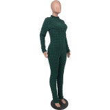 Women's Solid Color Knitting Check Jumpsuit