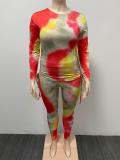 Plus Size Plus Size Women's Multicolor Gradient Long Sleeves Pleated Plus Size Two Piece