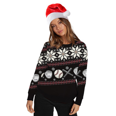 Christmas Casual Long Sleeve Round Neck Top