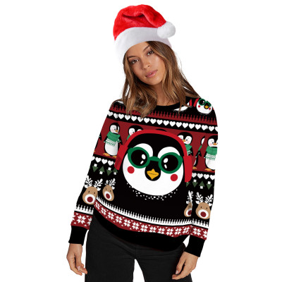 Christmas Casual Long Sleeve Round Neck Top